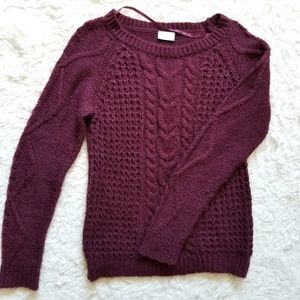 💛 Vila Maroon Cable Knit Crew Round Neck Sweater